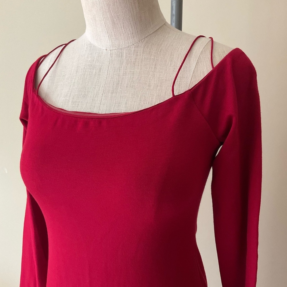 NWT Alice & Olivia Dorinda Red Off The Shoulder Midi Dress - Picture 2 of 16